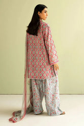 Digital printed Lawn with 4 side printed Lawn Dopatta